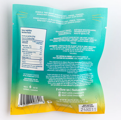 Tasse de chocolat à la noix de coco bio (51 g)