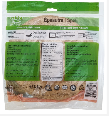  Tortillas biologiques à l'épeautre (384g, 6 un)